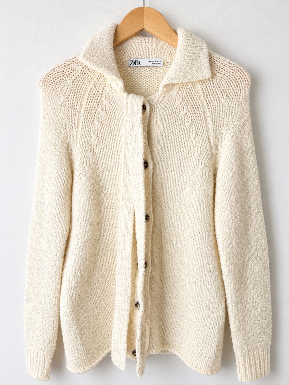 Zara Off-White Button-Up Knit Cardigan